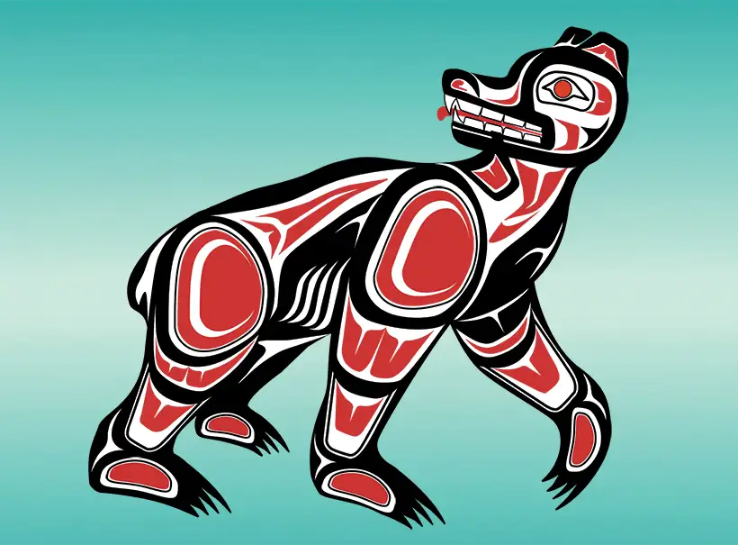 Bear_Tête à droite Illustration d'un ours dans le style de l'Art traditionnel des Premières Nations