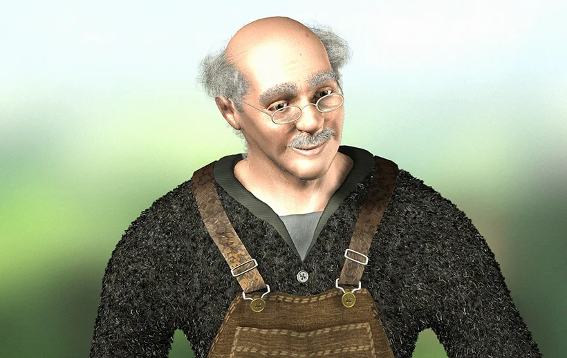 Grand-père-Side view Rendu 3D d'un homme agé