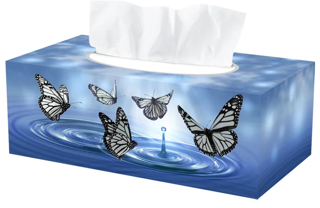 Packaging-Papillons bleus Illustration de papilllons pour un emballage de mouchoirs